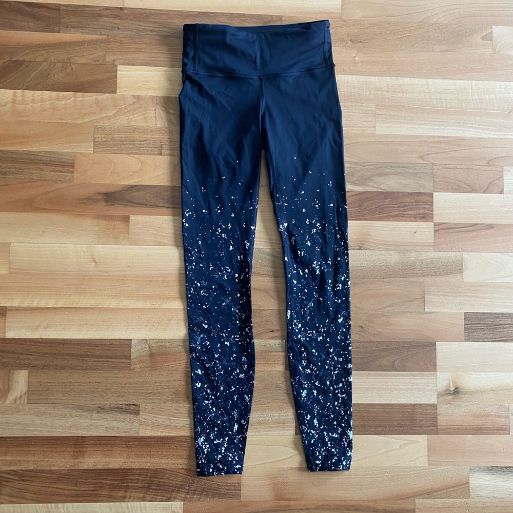 Lululemon Women Speed Wunder Tight 28” *Spark LW5CBRS Black Silver Size 4